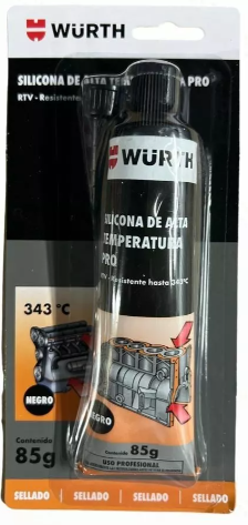 SILICONA NEGRA ALTA TEMPERATURA WURTH PRO 85G 